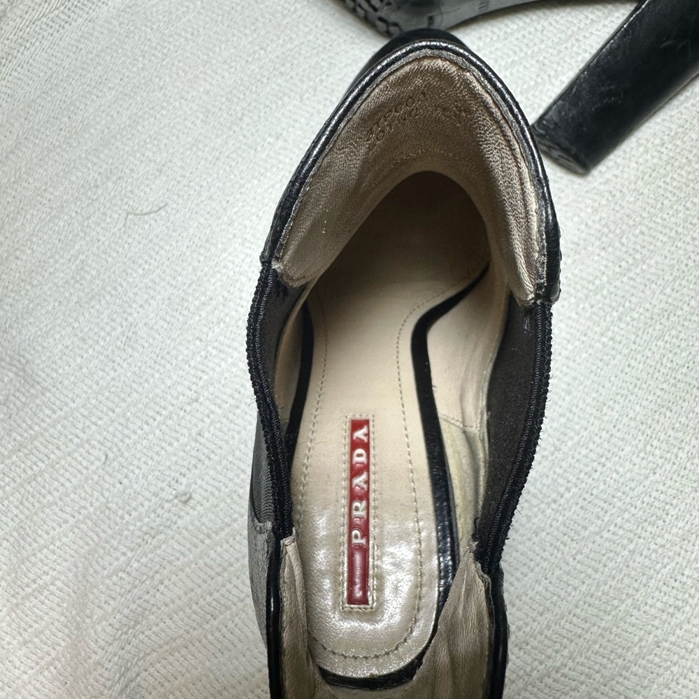 Prada Black Leather Ankle Boots - Picture 12 of 15